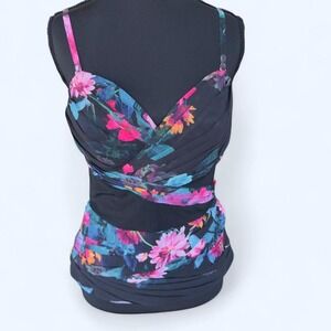 Y2K whimsy goth floral mesh corset‎ top